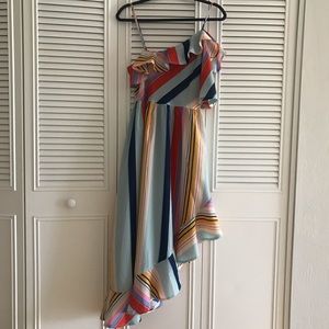 Trendy asymmetrical striped dress